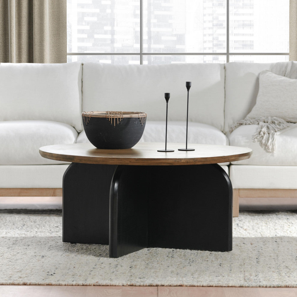 Penelope Mango Wood Two-Tone Coffee Table, Black