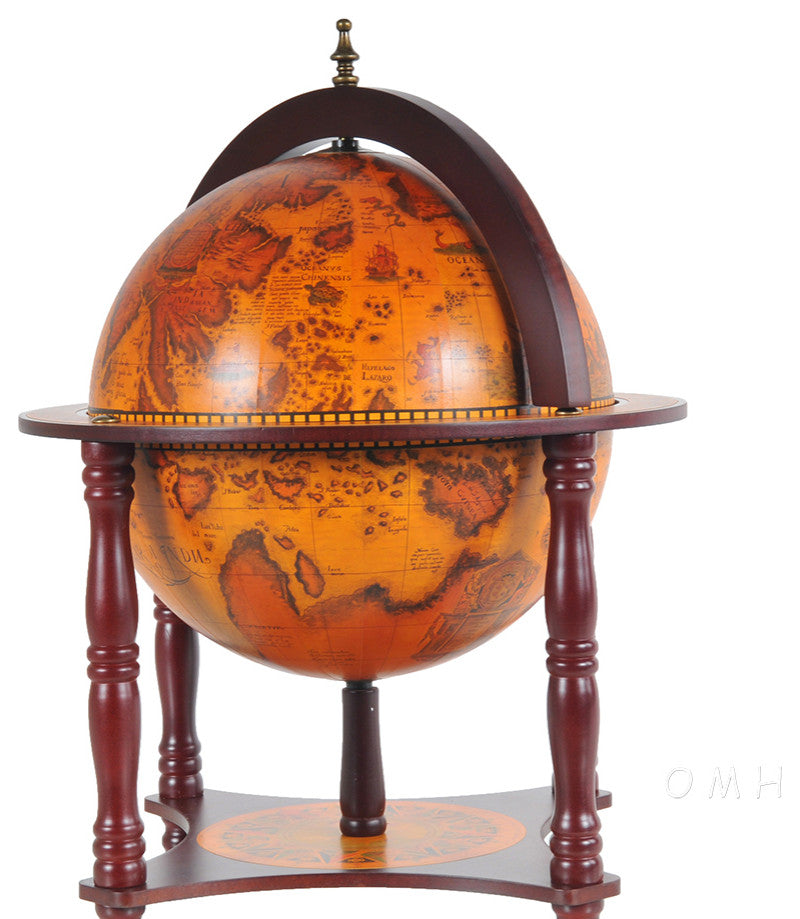 Red Globe 13" With Chess Holder Globe Wine Stand Bar Cabinet