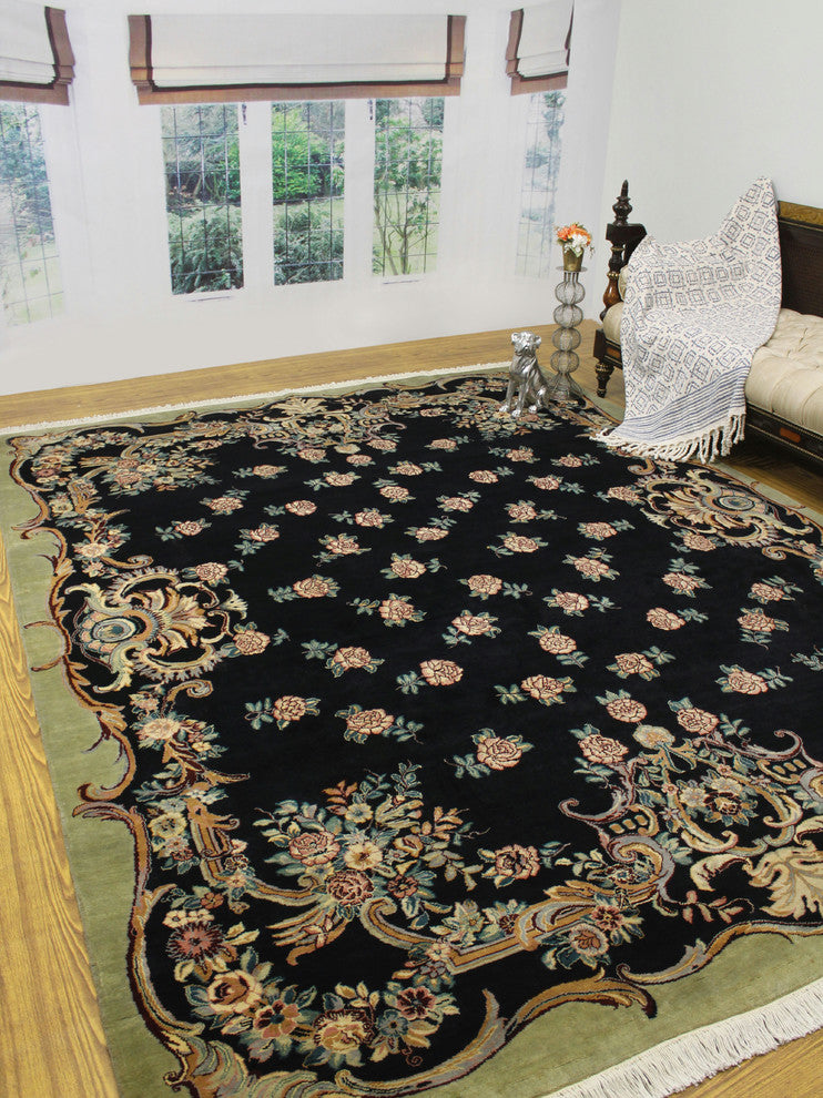 Pak-Persian Abusan Black Rug, 7'11x10'4