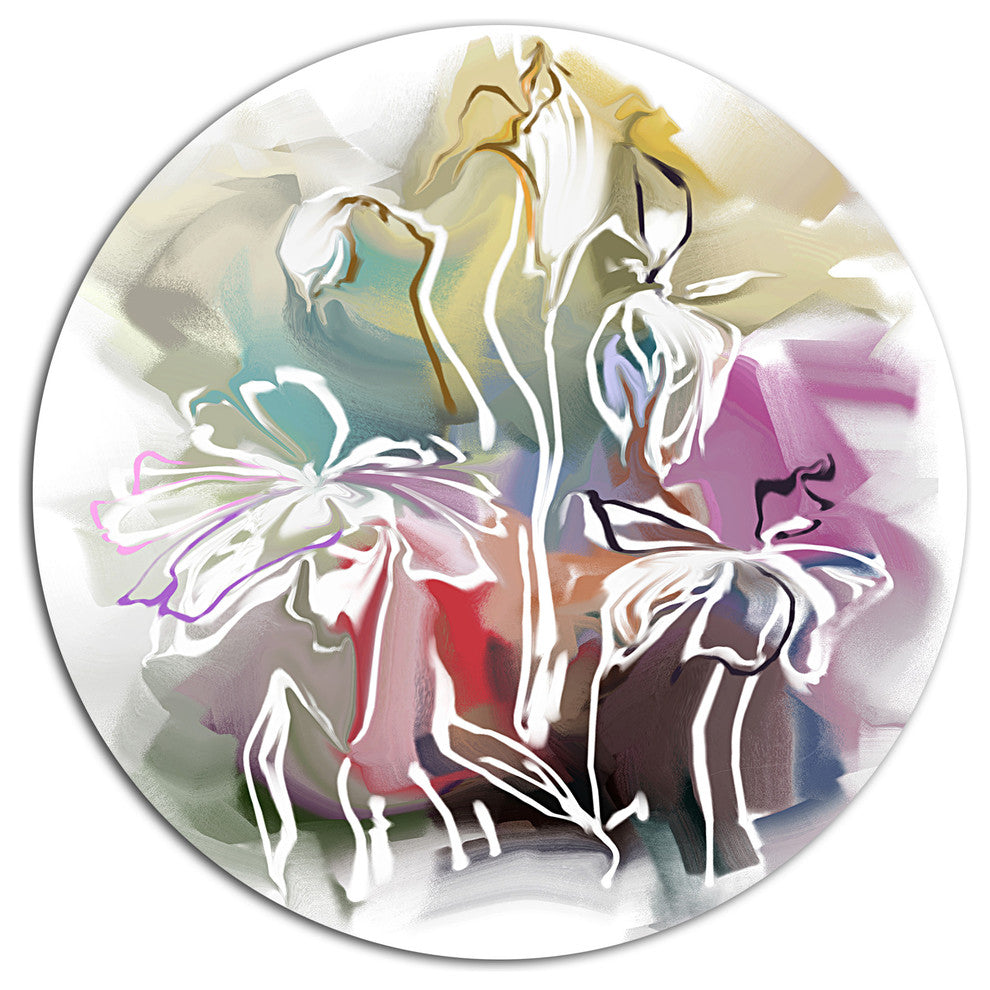 Bunch Of Abstract Textured Flowers, Floral Round Metal Wall Art, 23"