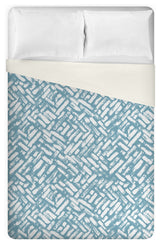 Blue Distressed Brush Strokes Queen/Full Brushed Poly Duvet
