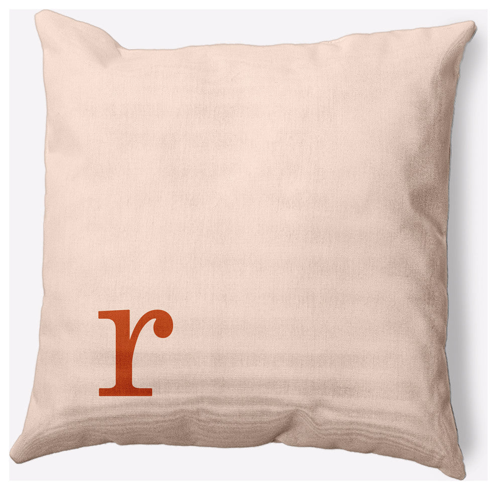 20" x 20" Modern Monogram Indoor/Outdoor Polyester Throw Pillow, Sienna