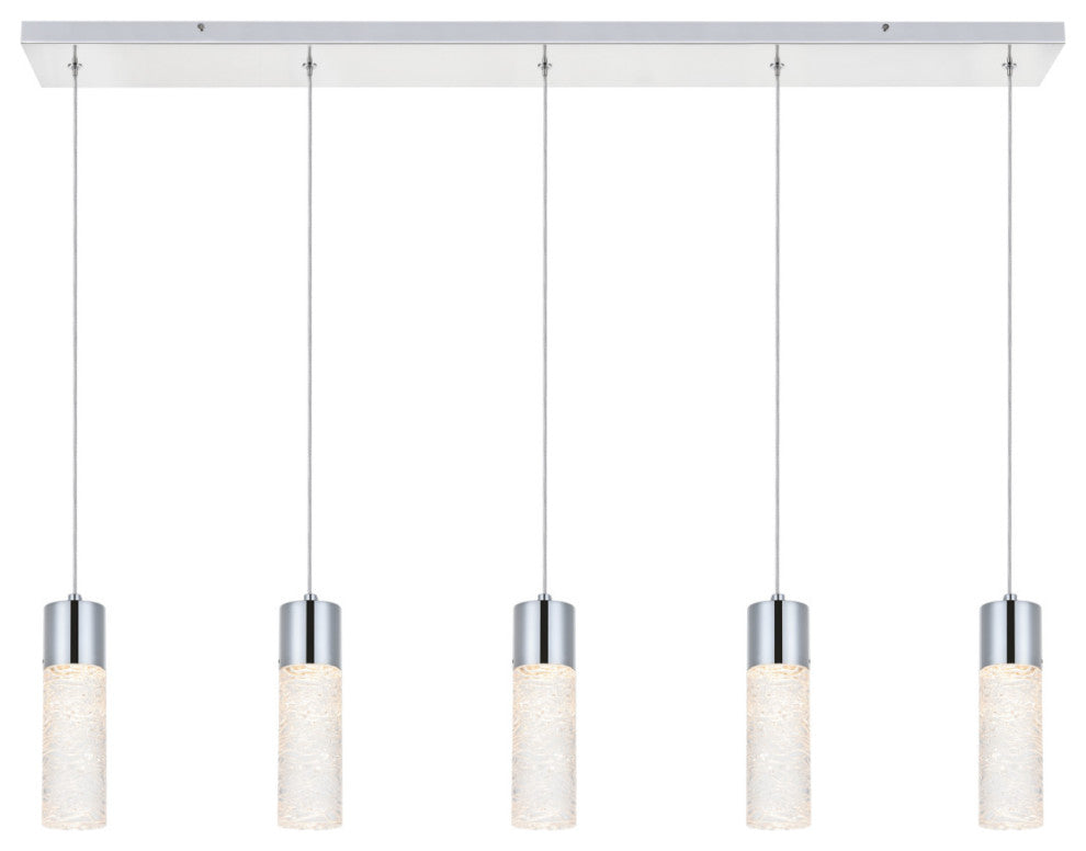 Elegant Lighting 5200D42 Constellation 5 Light 42"W LED - Chrome