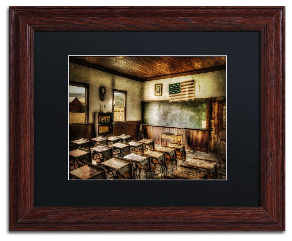 'One Room School' Matted Framed Canvas Art by Lois Bryan