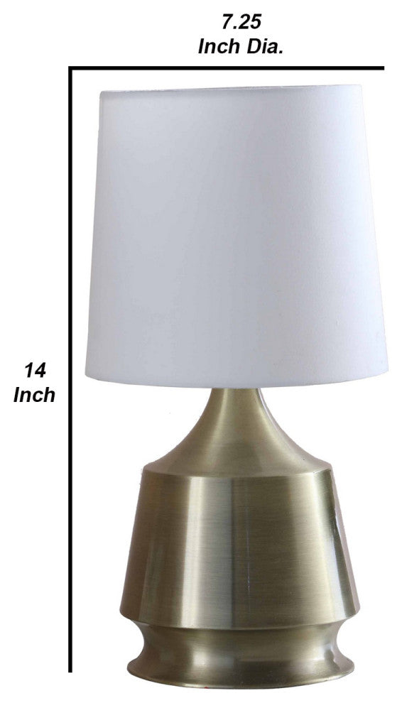 Benzara BM240331 Table Lamp With Metal Bottle Shape Base, Antique Brass