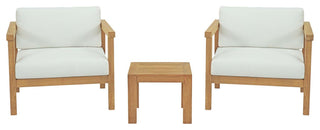 Bayport 3 Piece Outdoor Patio Teak Set EEI-3112-NAT-WHI-SET