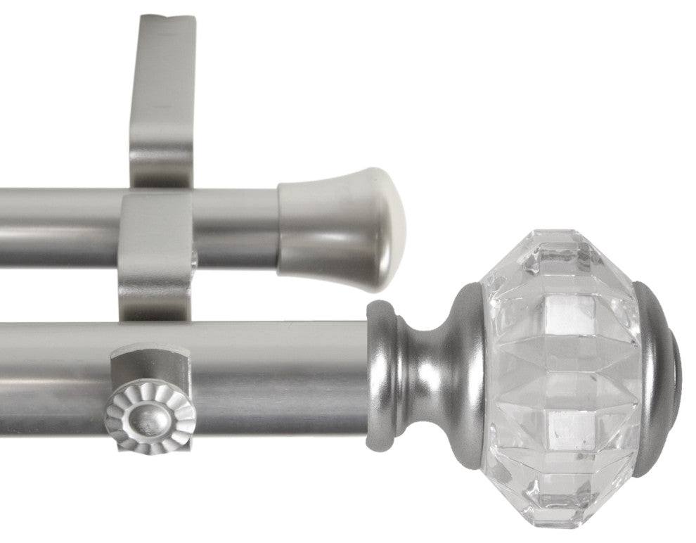 Lyla 1"D Double Curtain Rod, Satin Nickel, 160-240"
