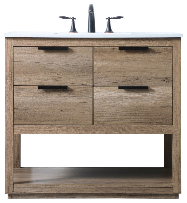 Louie 36" SIngle Bathroom Vanity, Natural Oak