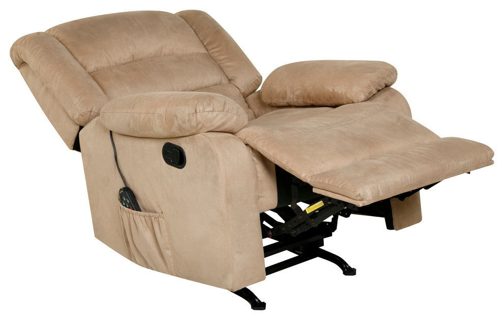 Relaxzen Rocker Recliner With Massage, Heat and Dual USB, Beige