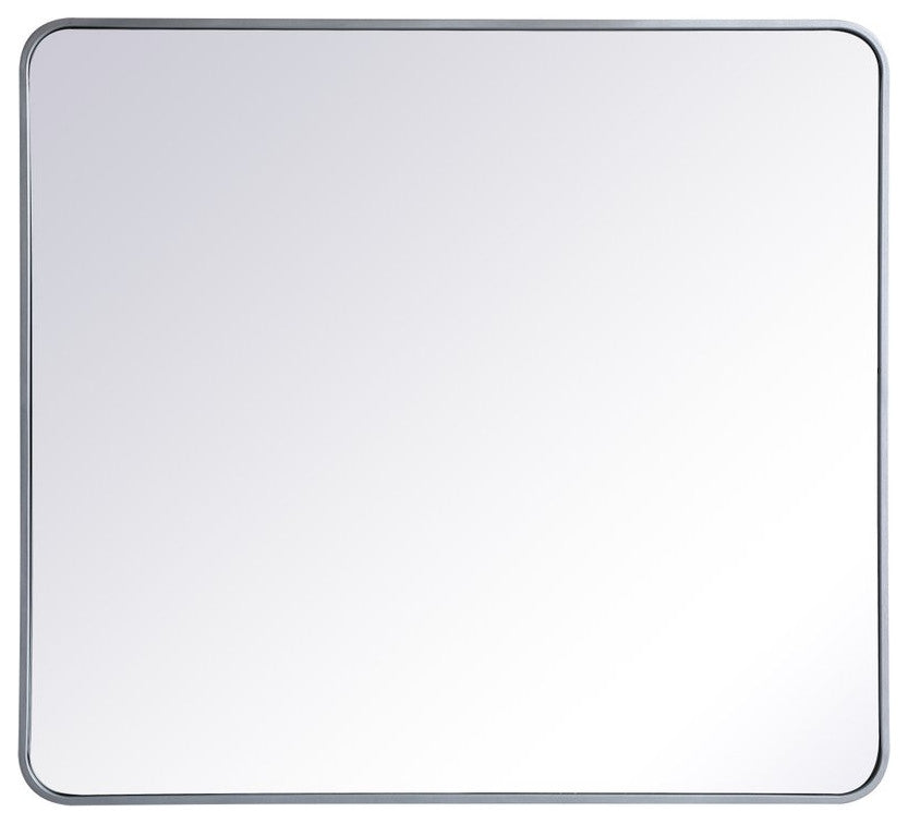 Ellis Soft Corner Metal Rectangular Mirror, Silver, 36"x40"