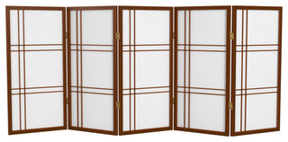 3' Tall Double Cross Shoji Screen, Walnut, 5 Panels