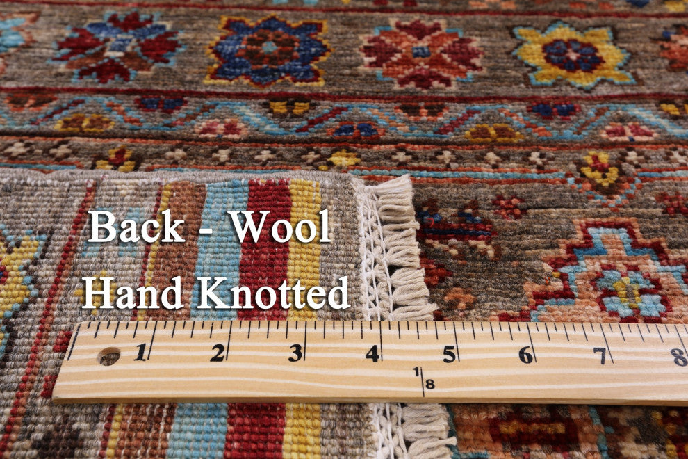 2' 7" X 7' 4" Runner Hand-Knotted Super Kazak Khorjin Rug Q7592