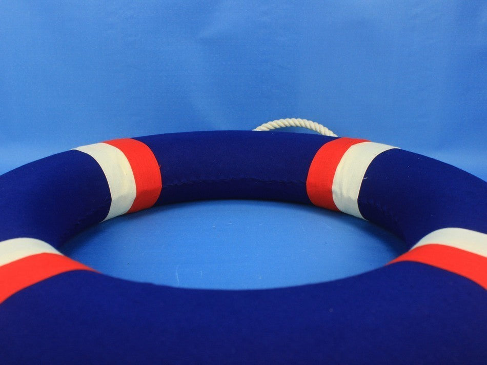 Lifering Life Preserver Decoration Nautical Bathroom Decor, White, 20", Blue Jac