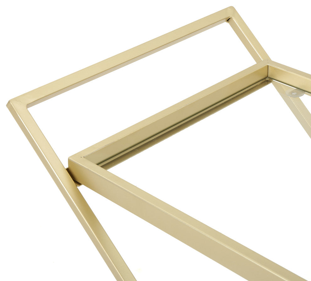 GDF Studio Ishtar Outdoor Powder Coated Iron and Glass Bar Cart, Gold