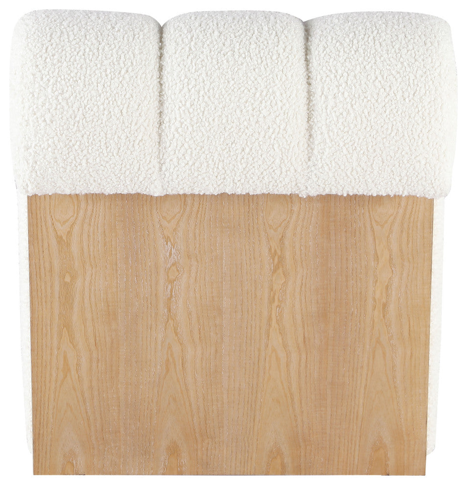 Swoon Faux Sheepskin Upholstered Accent Chair, Cream, White Oak Veneer