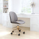 Computer Work Chair, Steel Metal, Fabric, Gray, Gold, Home Business Office