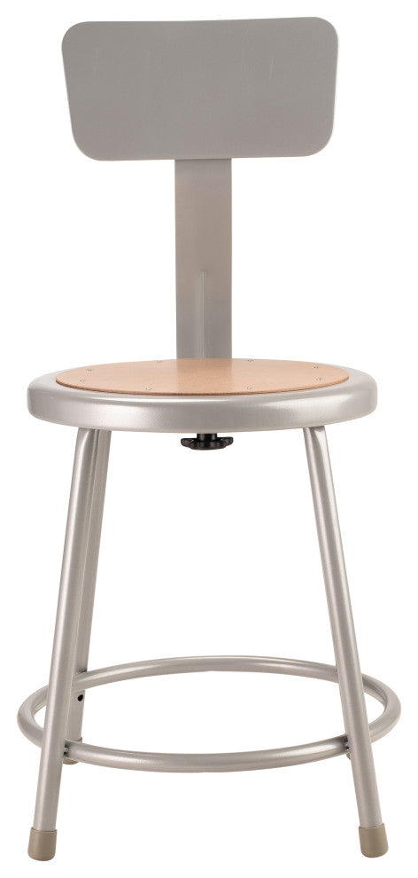 NPS 18"Heavy Duty Steel Stool With Backrest, Grey