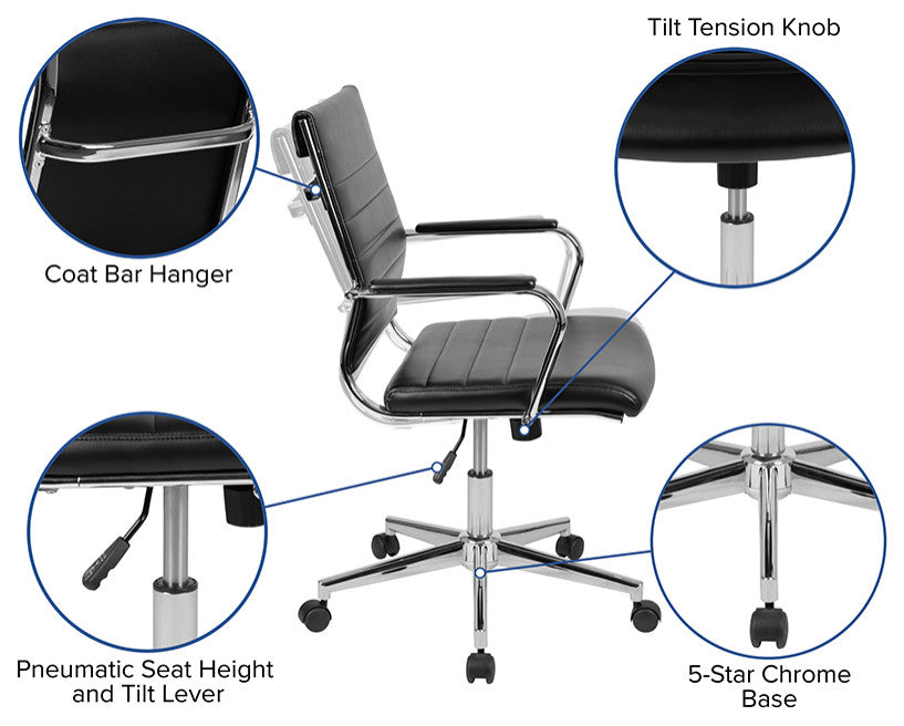 5-Piece Oval Conference Table Set With 4 LeatherSoft Ribbed Executive Chairs, Ma