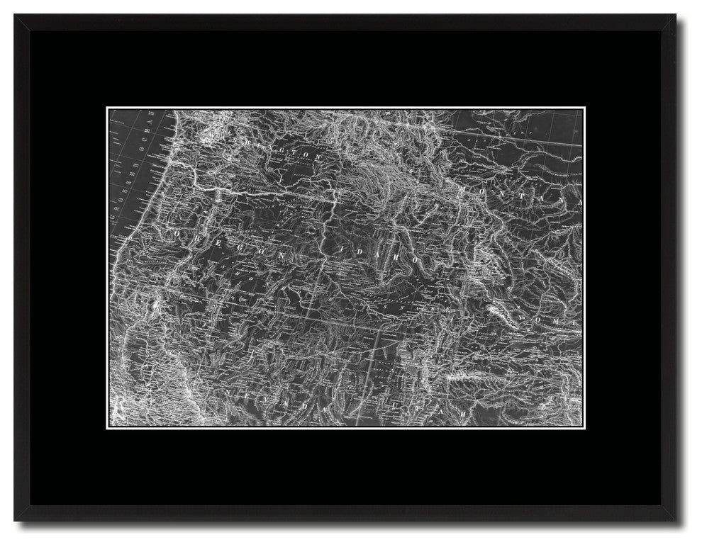 Us Pacific Northwest Vintage Monochrome Map Canvas, 16"x21"
