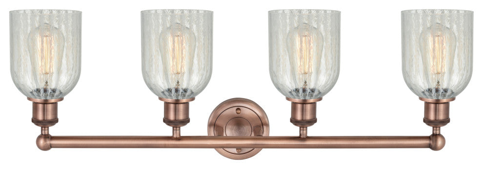 Caledonia 4-Light 32" Bath Vanity Light, Antique Copper Finish, Mouchette Shade