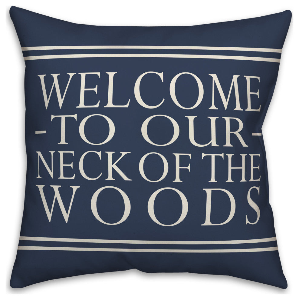 Welcome on Blue 18x18 Indoor/Outdoor Pillow