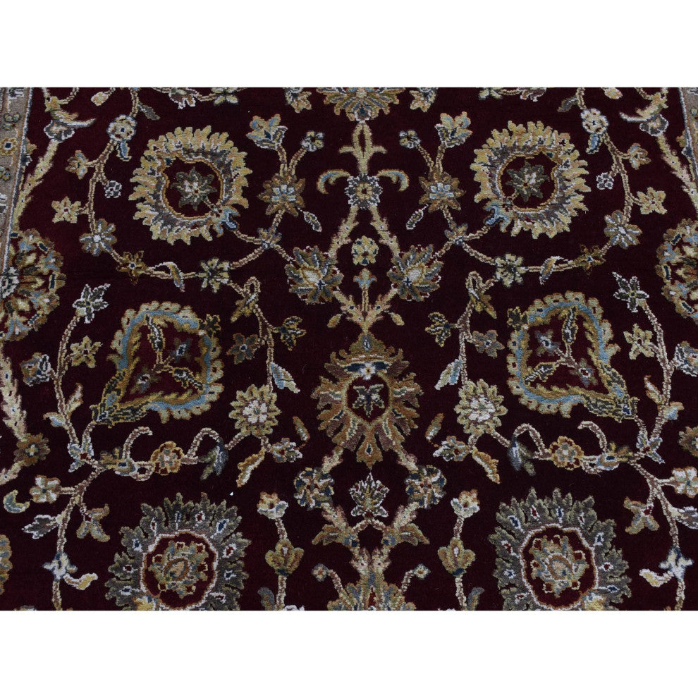 Red Rajasthan Design Half Wool and Half Silk Hand Knotted Rug 5'1" x 7'1"