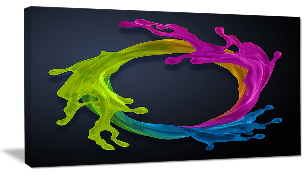Colorful Splash Round, Abstract Canvas Art Print, 32"x16"
