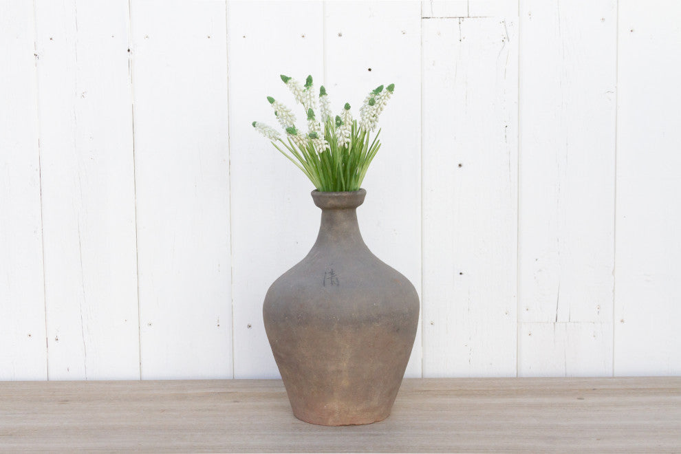 Oxidized Gray Terracotta Amphora Vase