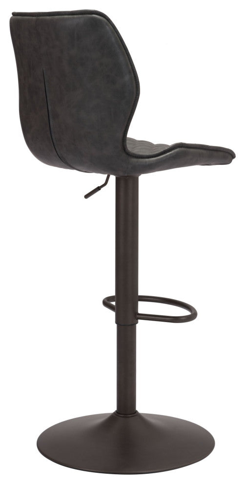 Bar Stool Chair Barstool, Faux Vinyl Leather, Steel, Vintage Gray, Bronze
