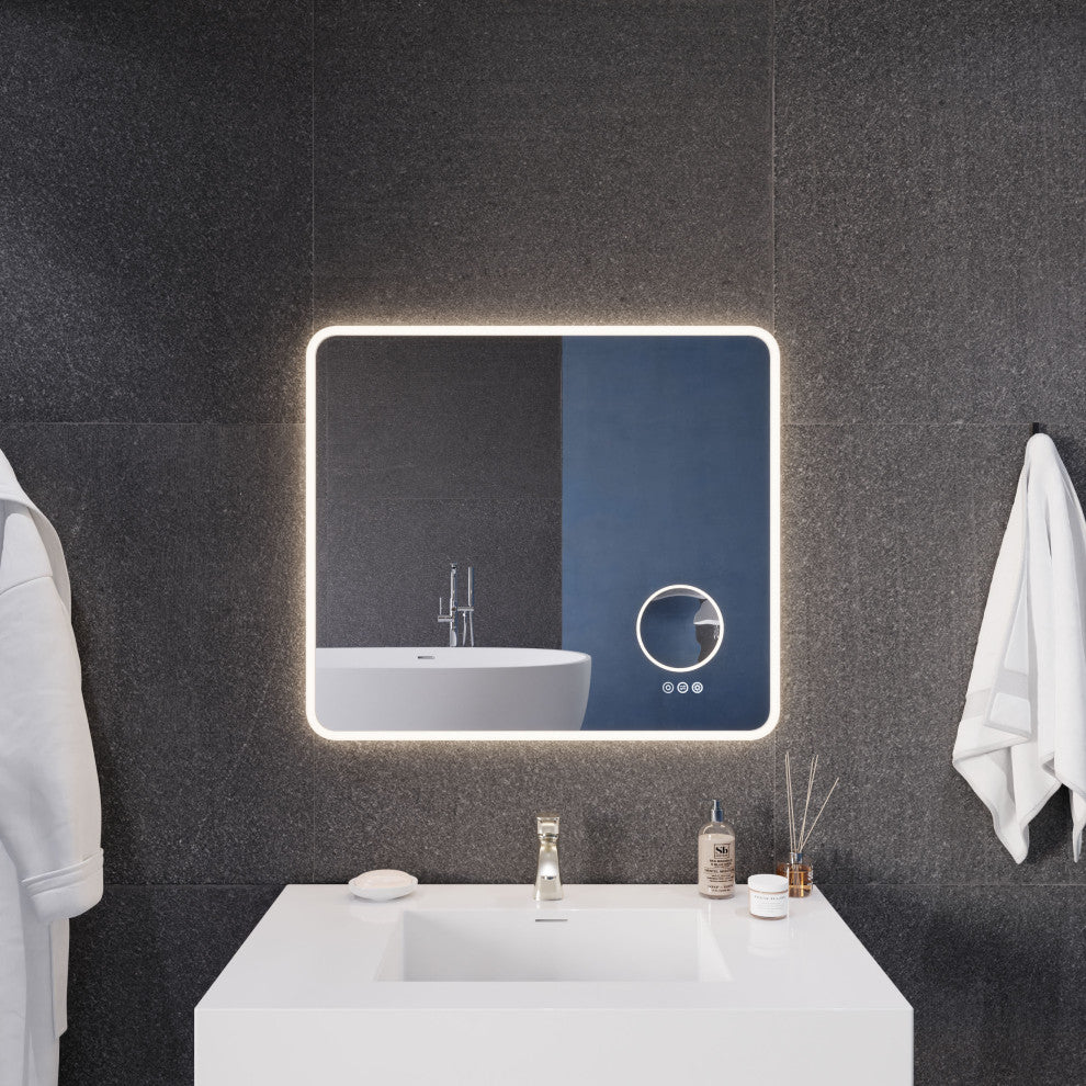 ANZZI 27" x 31" LED Front/Back Light Magnifying Bathroom Mirror WithDefogger