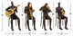 Brown Modern Musician Sculpture, Set of 4