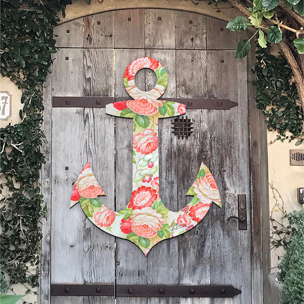 Vintage Floral Anchor Wreath