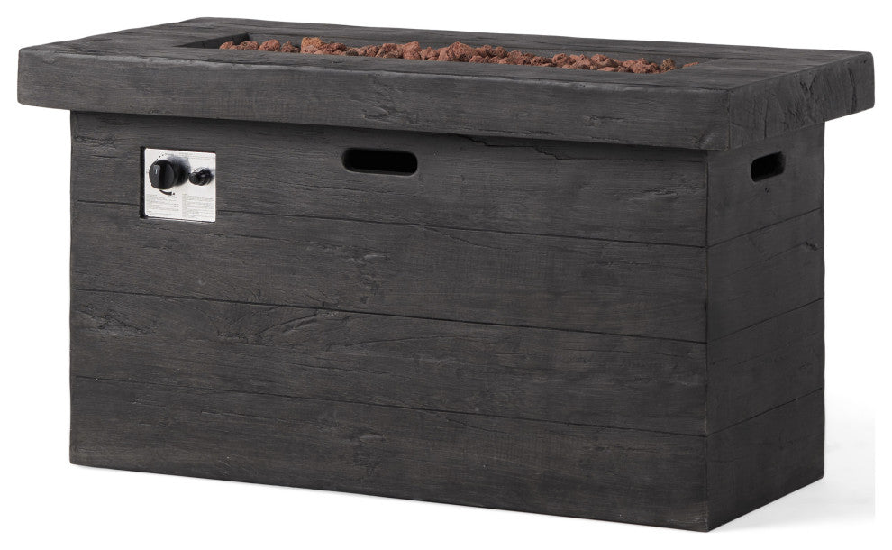 GDF Studio Crawford Outdoor Rectangular Fire Pit, Gray