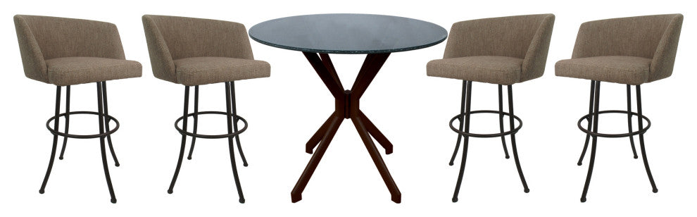 Swivel Counter Metal Pub Set - Joey Stools 26" or 30", Basin Beige - Brown, 26", Crackle