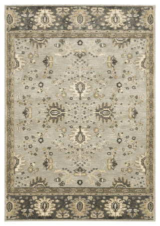 Fleming Wide Border Stone and Tan Area Rug, 5'3"x7'6"