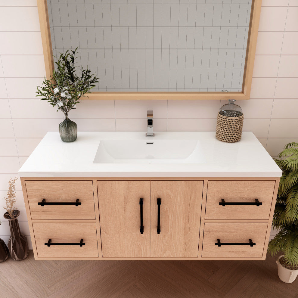 Victoria 48" Solid Wood Bath Vanity, Red Oak