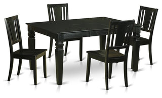 5-Piece Dinette Set for Dining Table and 4 Kitchen Chairs Without Cushion