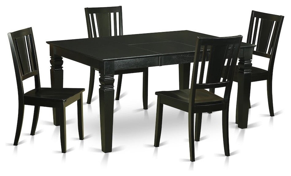 5-Piece Dinette Set for Dining Table and 4 Kitchen Chairs Without Cushion