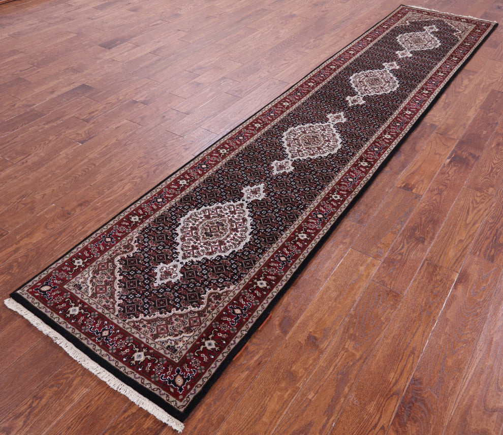 2' 6" X 12' 0" Persian Tabriz Hand-Knotted Wool & Silk Runner Rug - Q13030
