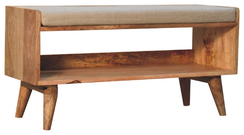 Oak-ish Nordic Storage Bench With Mud Linen