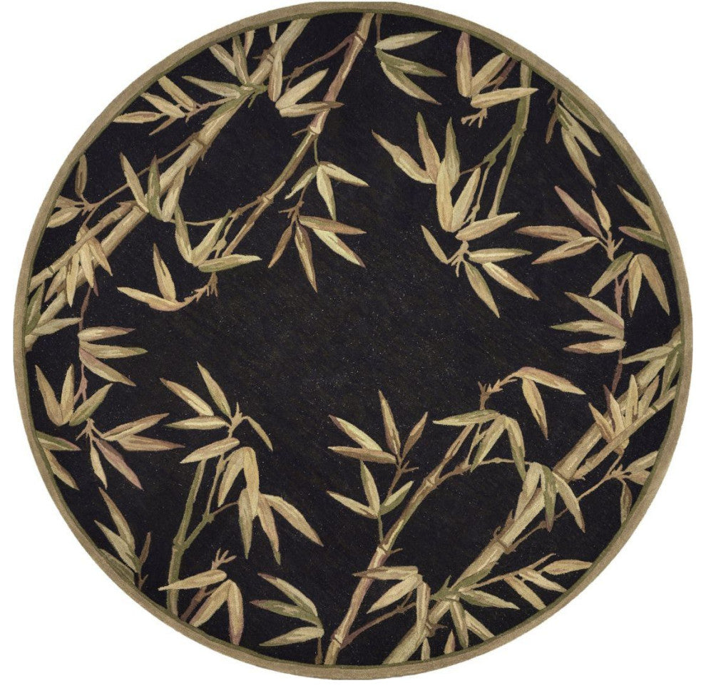 KAS Sparta 3147 Black Bamboo Border Area Rug, 7'6" Round