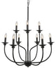 LALUZ 2-Tier Black Modern Farmhouse Candle-Style Chandeliers, 9-Light