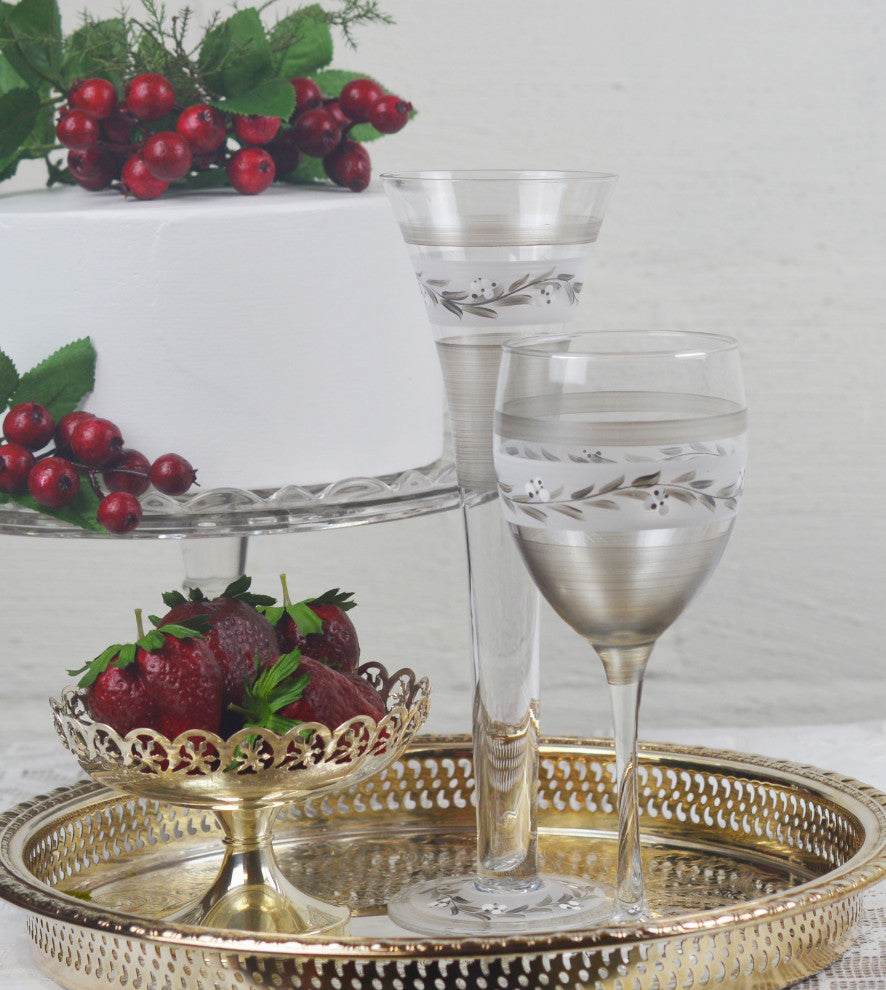 Pewter Vine Wine Glasses, Set of 2