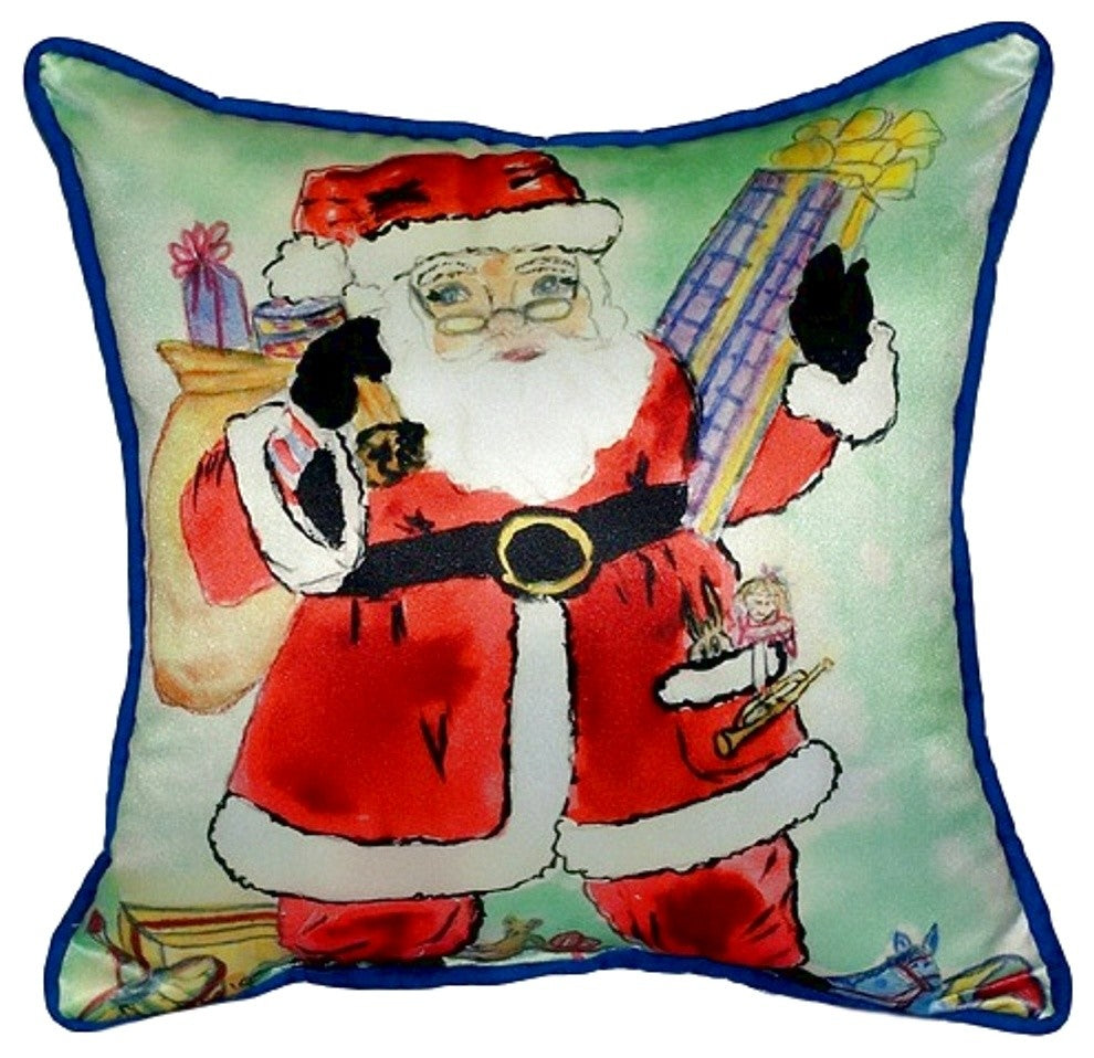 Betsy Drake Santa Small Indoor/Outdoor Pillow 12x12