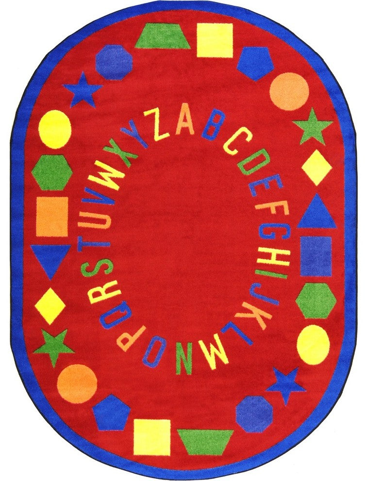 Kid Essentials Rug, First Lessons, 7'8"x10'9" Oval, Red