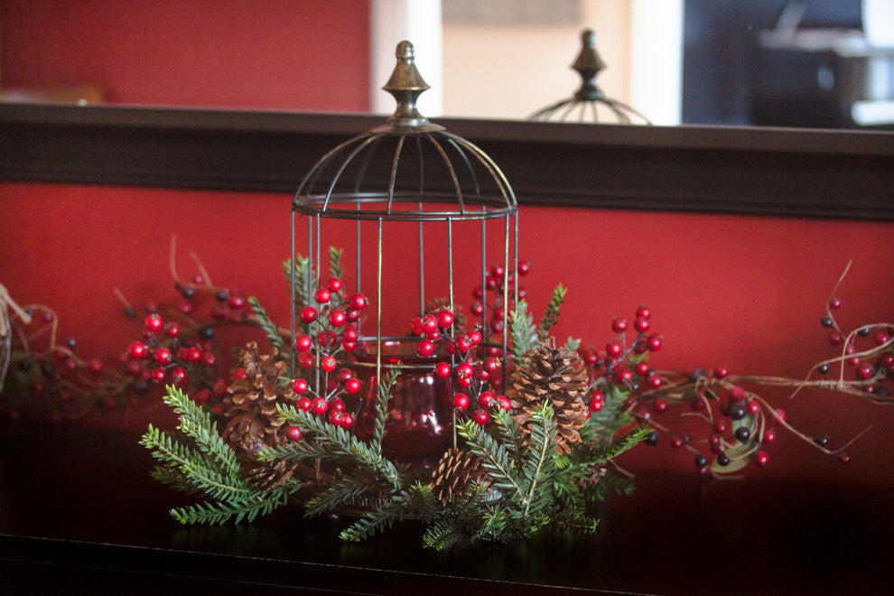 Pine Berry Birdhouse Candelabrum