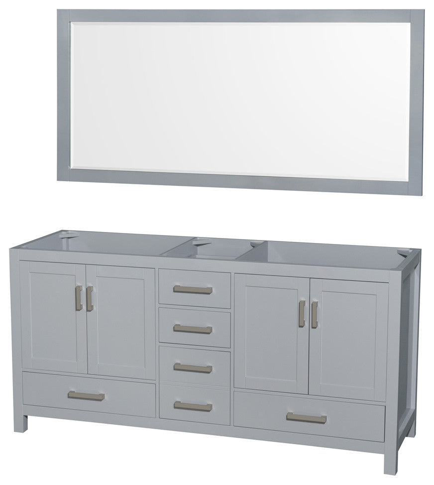Wyndham Collection Sheffield Double Bathroom Vanity, Gray, 72"