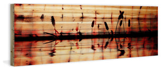 "Panoramic Reflection" Painting Print on Natural Pine Wood, 60"x20"
