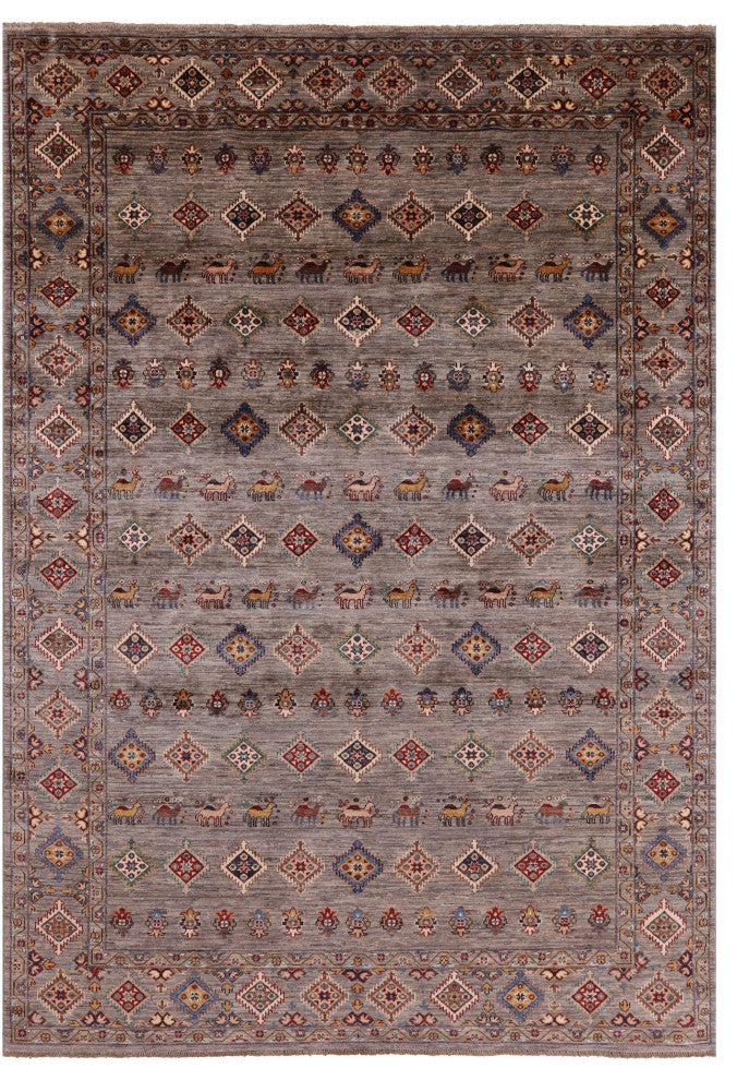 6' 10" X 9' 11" Super Kazak Handmade Wool Rug - Q12183
