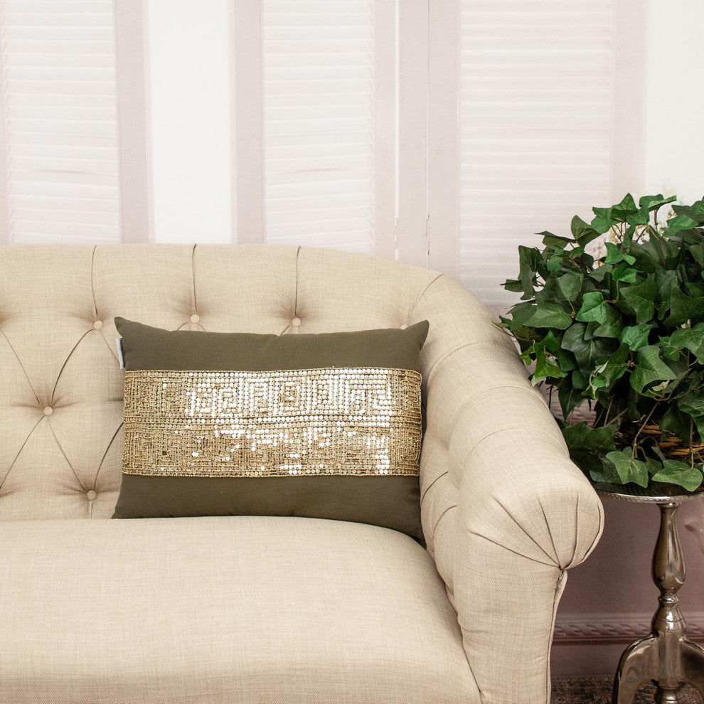 Parkland Collection Misty Transitional Olive Lumbar Throw Pillow